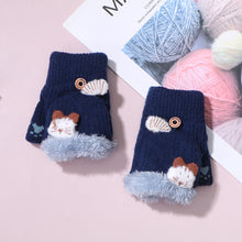 Load image into Gallery viewer, Warm with Velvet Thickened Cold Protection Christmas Cartoon Children's Half Finger Flip Reindeer Gloves