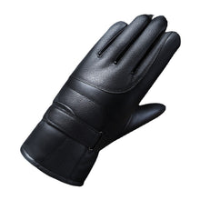 Load image into Gallery viewer, Fleece Thickened Cold Proof Pu Warm Cotton Gloves Driving Motorcycle Wind and Rain Proof Leather Gloves