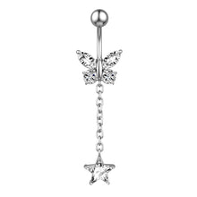 Load image into Gallery viewer, Chain Pentagram Zircon Belly Ring Navel Stud Piercing Jewelry