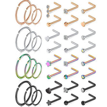 Load image into Gallery viewer, Nose Ring Set 20G Stainless Steel Studs Piercing Jewelry Piercing Jewelry