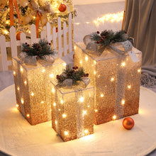 Load image into Gallery viewer, Christmas Gift Box Pile Head Christmas Decoration Luminous Three-Piece Set Window Courtyard Layout Props