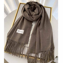 Load image into Gallery viewer, 2023autumn and Winter Cashmere Scarf Texture Solid Color Tassel Warm Long Wrap All-Matching Thickened Couple Scarf