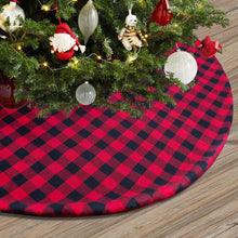 Load image into Gallery viewer, Plaid Christmas-Tree Skirt Black and Red Party Creative Christmas Decorative Tree Bottom Plush Skirt