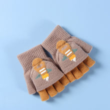 Load image into Gallery viewer, Winter Children's Flip Gloves Student Half Finger Cartoon Cute Baby Thick Gloves