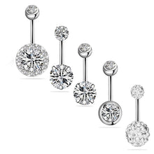 Load image into Gallery viewer, Short 5-Piece Puncture Stainless Steel Navel Stud Suit