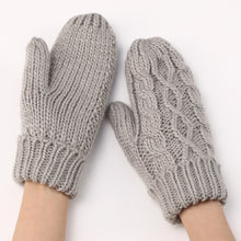 Load image into Gallery viewer, Autumn and Winter New Women's Cross-Border Knitted plus Fluff Thick Fashion Geometric Backpacks Finger Warm Gloves Finger Knitting Wool Gloves