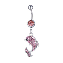 Load image into Gallery viewer, Piercing Jewelry Dolphin Small Pendant Navel Ring Navel Stud Diamond Belly Ring Navel Stud
