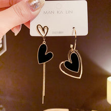 Load image into Gallery viewer, Silver Needle Pearl Diamond Asymmetric Geometric Alphabet Letter Earrings Fashion Trendy Design Tassel Ear Studs Graceful Earrings