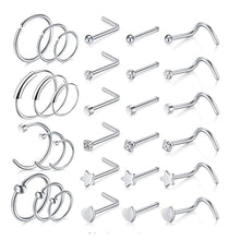 Load image into Gallery viewer, Nose Ring Set 20G Stainless Steel Studs Piercing Jewelry Piercing Jewelry