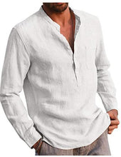 Load image into Gallery viewer, Men's Long Sleeve V-neck Casual Beach Linen Shirt Men's Clothing