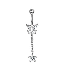 Load image into Gallery viewer, Belly Ring Moon Butterfly Heart-Shaped Long Chain Piercing Jewelry