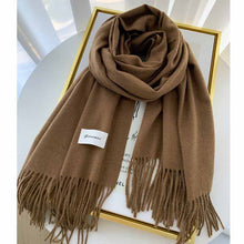 Load image into Gallery viewer, 2023autumn and Winter Cashmere Scarf Texture Solid Color Tassel Warm Long Wrap All-Matching Thickened Couple Scarf