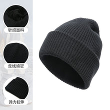 Load image into Gallery viewer, Winter Retro Men's Thickened plus Fluff Knitted Hat Fashionable Solid Color All-Matching Closed Toe Beanie Hat Sports Cold-Proof Woolen Cap