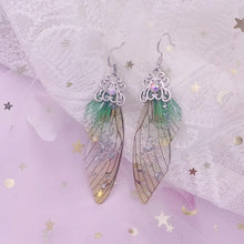 Load image into Gallery viewer, S925 Ear Hook Butterfly Earrings Temperamental Earrings Cicada Wings Gradient Color Girls Stud Earrings