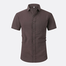Load image into Gallery viewer, Solid Color Business Imitation Linen Cotton Solid Color Men's Short Sleeve