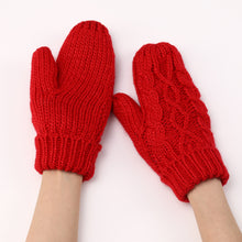 Load image into Gallery viewer, Autumn and Winter New Women's Cross-Border Knitted plus Fluff Thick Fashion Geometric Backpacks Finger Warm Gloves Finger Knitting Wool Gloves
