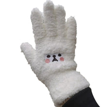 Load image into Gallery viewer, Bear Embroidery Cute Cartoon Student Thickened Warm Lady Winter Knitting Plush Gloves