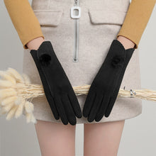 Load image into Gallery viewer, Rabbit Plush Dralon Women's Winter Fashionable Elastic Touch Screen Warm Mink Ball Gloves
