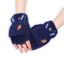 Load image into Gallery viewer, Cute Warm Cashmere Gloves for Women Half Finger Flip Student Writing Gloves