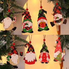 Load image into Gallery viewer, Christmas Decorations Painted Wooden Small Pendant Christmas Tree Faceless Old Rudolf Pattern Pendant