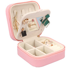 Load image into Gallery viewer, Jewelry Storage Box PU Double-Layer Portable Earring Ring Holders Case with Mirror