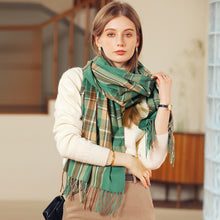 Load image into Gallery viewer, Artificial Cashmere Scarf 2023 Winter Tassel Plaid Shawl Scarf Female Mid-Length Thickening Warm Scarf