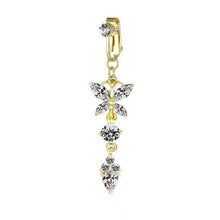 Load image into Gallery viewer, Punch-Free Large Zircon Long Butterfly Pendant Navel Stud Fake Belly Ring