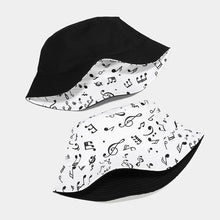 Load image into Gallery viewer, Musical Note Pattern Reversible Fisherman Hat Female Summer Outdoor Travel Sun Hat Sun Protection Bucket Hat