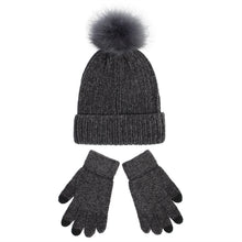 Load image into Gallery viewer, Knitted Hat Women's 2023 New Chenille Wool Hat Gloves Set Thickened Warm Fluffy Ball Cap Autumn and Winter