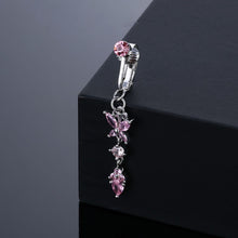 Load image into Gallery viewer, Punch-Free Large Zircon Long Butterfly Pendant Navel Stud Fake Belly Ring