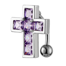 Load image into Gallery viewer, Piercing Jewelry Inlaid Zircon Cross Upside down Navel Stud Belly Ring