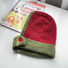 Load image into Gallery viewer, Color Matching Hat Female Autumn and Winter Neck Protection Thermal Knitting Woolen Cap Korean Style Riding Windproof Button Sleeve Cap