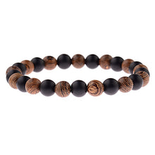 Load image into Gallery viewer, 8mm Natural Round Cylinder Wood Beads Bracelet Men Classic Elastic Buddhist Prayer Buddha Bracelet Hommes