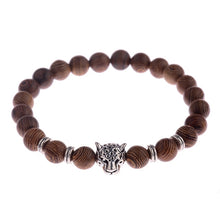 Load image into Gallery viewer, 8mm Natural Round Cylinder Wood Beads Bracelet Men Classic Elastic Buddhist Prayer Buddha Bracelet Hommes
