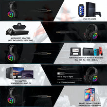 Load image into Gallery viewer, Head-Mounted Professional Gaming Headset RGB Colorful Lighting Mic PC Phone PS4 XBOX Switch Gamer Wired Headphone