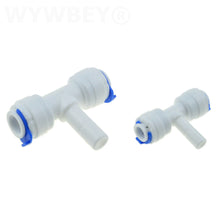 Load image into Gallery viewer, Reverse Osmosis 1/4 3/8 Hose Connection Quick Coupling 1/4 3/8 Stem L Straight Tee RO Water Aquarium Plastic Joint Pipe Fitting