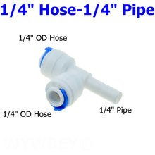 Load image into Gallery viewer, Reverse Osmosis 1/4 3/8 Hose Connection Quick Coupling 1/4 3/8 Stem L Straight Tee RO Water Aquarium Plastic Joint Pipe Fitting