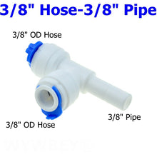 Load image into Gallery viewer, Reverse Osmosis 1/4 3/8 Hose Connection Quick Coupling 1/4 3/8 Stem L Straight Tee RO Water Aquarium Plastic Joint Pipe Fitting