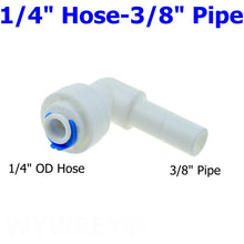 Load image into Gallery viewer, Reverse Osmosis 1/4 3/8 Hose Connection Quick Coupling 1/4 3/8 Stem L Straight Tee RO Water Aquarium Plastic Joint Pipe Fitting