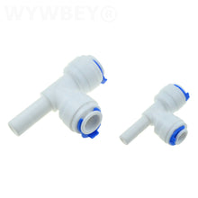 Load image into Gallery viewer, Reverse Osmosis 1/4 3/8 Hose Connection Quick Coupling 1/4 3/8 Stem L Straight Tee RO Water Aquarium Plastic Joint Pipe Fitting