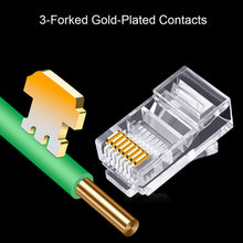 Load image into Gallery viewer, 20/50/100pcs RJ45 Connector 6U Gold PlatedPass Through Ethernet Cables Module Plug Network RJ-45 Crystal Heads Cat5 Cat5e