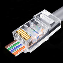 Load image into Gallery viewer, 20/50/100pcs RJ45 Connector 6U Gold PlatedPass Through Ethernet Cables Module Plug Network RJ-45 Crystal Heads Cat5 Cat5e
