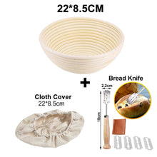 Load image into Gallery viewer, Oval/Round Natural Rattan Fermentation Bread Basket Dough Wicker Rattan Mass Proofing Proving Baskets Rattan with Cover
