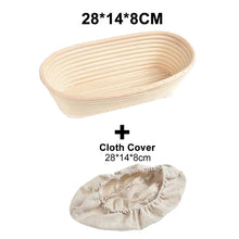 Load image into Gallery viewer, Oval/Round Natural Rattan Fermentation Bread Basket Dough Wicker Rattan Mass Proofing Proving Baskets Rattan with Cover