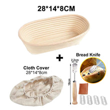 Load image into Gallery viewer, Oval/Round Natural Rattan Fermentation Bread Basket Dough Wicker Rattan Mass Proofing Proving Baskets Rattan with Cover