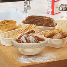 Load image into Gallery viewer, Oval/Round Natural Rattan Fermentation Bread Basket Dough Wicker Rattan Mass Proofing Proving Baskets Rattan with Cover