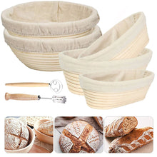 Load image into Gallery viewer, Oval/Round Natural Rattan Fermentation Bread Basket Dough Wicker Rattan Mass Proofing Proving Baskets Rattan with Cover