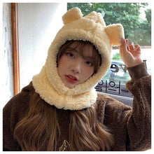 Load image into Gallery viewer, Plush Balaclava With Ear Cartoon Bear Ear Lamb Beanie Warm Winter Hat With Mask Thickened Fullfy Skullies Beanies for Women Girl