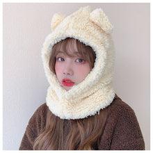 Load image into Gallery viewer, Plush Balaclava With Ear Cartoon Bear Ear Lamb Beanie Warm Winter Hat With Mask Thickened Fullfy Skullies Beanies for Women Girl