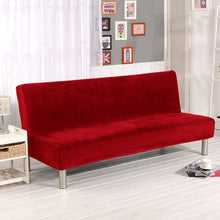 Load image into Gallery viewer, Plush fabric Fold Armless Sofa Bed Cover Folding seat slipcover Thicker covers Bench Couch Protector Elastic Futon Cover winter